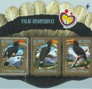 M1654 - S TOME & PRINCIPE,ERROR, 2014, MISPERF SHEET: Birds, Rhinoceros Hornbill
