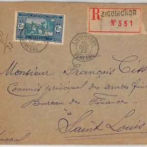 SENEGAL -  POSTAL HISTORY: REGISTERED COVER from Ziguinchor1932