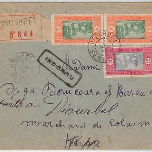 SENEGAL -  POSTAL HISTORY:  REGISTERED COVER from Diourbel 1934