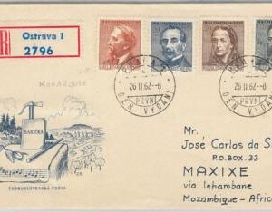 65441 - CZECHOSLOVAKIA - Postal History -  FDC COVER to MOZAMBIQUE 1962 - MUSIC