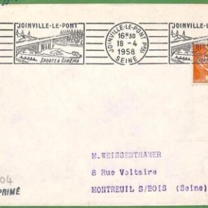 af3738 - FRANCE - POSTAL HISTORY - Cover - ROWING Canoes - 1958