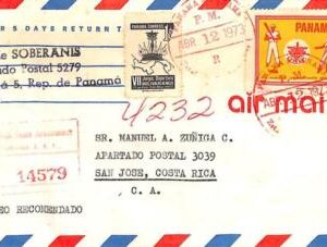 ad6312 - PANAMA  - Postal History - Registered cover to COSTA RICA 1973 BASEBALL