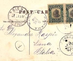 ad6310 - PANAMA  - Postal History -  POSTCARD from AGUADULCE  to  ITALY  1909