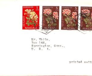 aa6733 - MACAU Macao   POSTAL HISTORY - Printed Matter COVER to USA 1950 Flowers