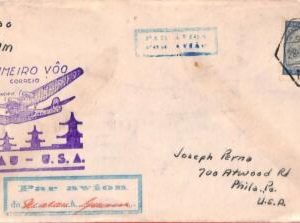 aa6737 - MACAU Macao   POSTAL HISTORY - FIRST FLIGHT COVER to USA 1937 Guam
