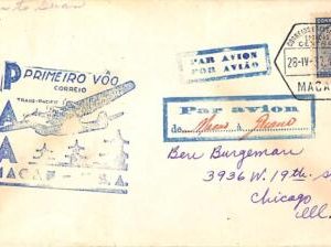 aa6738 - MACAU Macao   POSTAL HISTORY - FIRST FLIGHT COVER to USA 1937 Guam