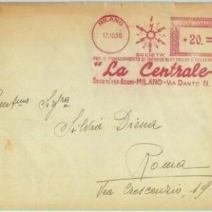 86634 - ITALY - Postal History - RED MECHANICAL postmark 1950  ELECTRICITY