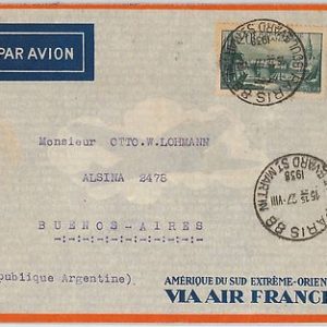 FRANCE -  POSTAL HISTORY -  COVER  to BENOS AIRES Argentina 1938