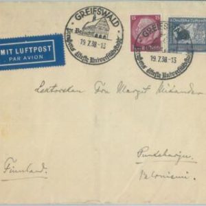 77495 -  GERMANY  - POSTAL HISTORY - special  postmark on  COVER to FINLAND 1938
