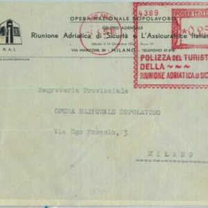 90473 - ITALY - POSTAL HISTORY - Red ADVERTISING Postmak: TOURIST INSURANCE 1939