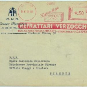 90475 - ITALY - POSTAL HISTORY - Red ADVERTISING Postmak: CHEMISTRY Refractory