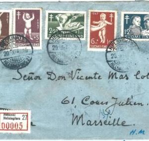 71722 - FINLAND - Postal History - Registered COVER to FRANCE  1947 - MEDICINE