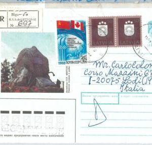 69027 - RUSSIA / LATVIA - POSTAL HISTORY -  STATIONERY COVER to ITALY - 1991