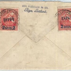 69043 - LATVIA - POSTAL HISTORY -  DIVI overprint on REGISTERED COVER to SWEDEN