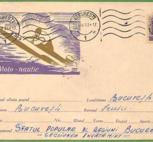 af3773  - ROMANIA - POSTAL HISTORY - Postal Stationery Cover- ROWING Canoes-1963