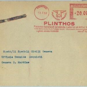 90462 - ITALY - POSTAL HISTORY - Red ADVERTISING Postmak: ANVIL industry CERAMIC