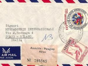 ad6377 - PARAGUAY - Postal History - REGISTERED  AIRMAIL Cover  to  ITALY 1973