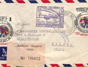 ad6378 - PARAGUAY - Postal History - REGISTERED  AIRMAIL Cover  to  ITALY 1973