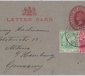 51822 - CAPE of GOOD HOPE - POSTAL HISTORY STATIONERY Letter CARD + STAMPS 1900