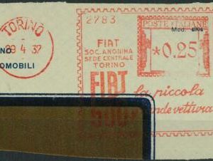 90510 - ITALY - POSTAL HISTORY - RED Mechanical Postmark - FIAT 500 Automobiles