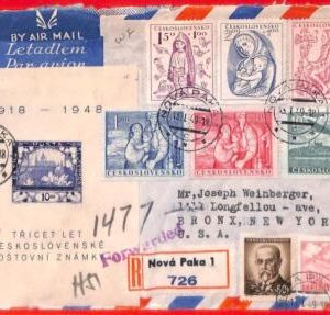 aa0609 - CZECHOSLOVAKIA - Postal History - Souvenir Sheet on REGISTERED COVER