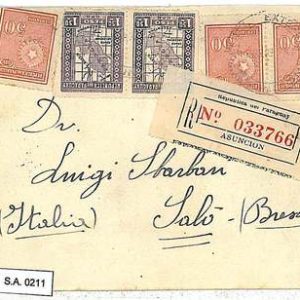 PARAGUAY  - POSTAL HISTORY  - REGISTERED COVER to ITALY - DIPLOMATIC MAIL - 1929