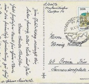 MUSIC - DDR   GERMANY - POSTAL HISTORY: postmark on POSTCARD -