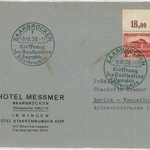 MUSIC -   GERMANY - POSTAL HISTORY: postmark on COVER -  1938