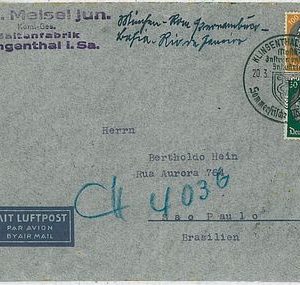 MUSIC -   GERMANY - POSTAL HISTORY:  COVER to BRAZIL censure on back-  1940