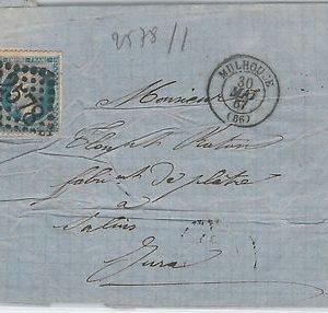 FRANCE -  POSTAL HISTORY -  COVER  from MULHOUSE 1867