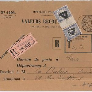 FRANCE -  POSTAL HISTORY -  RECOUVREMENT VALEURS cover 1916 - Nice!