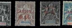 aa5655c  -  French CANTON - STAMP - Yvert # 1 + 3 + 6 + 7   Mint  MH + MNH