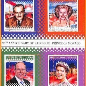 A6856- SIERRA LEONE, Fehler 2018 MISSPERF MINI S: Rainier III, G. Kelly,...