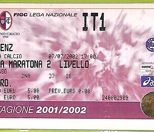 C1570- Vecchio BIGLIETTO PARTITA CALCIO 2001-2002 ROMA VS BREGENZ