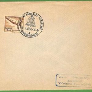 af3719 - GERMANY - POSTAL HISTORY - Postmark - ROWING Canoes OLYMPIC GAMES  1936