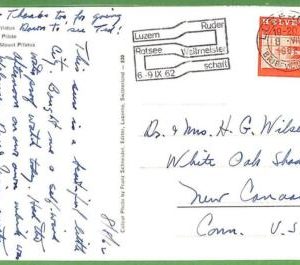 af3747 - SWITZERLAND - POSTAL HISTORY - Postcard - ROWING Canoes - 1962