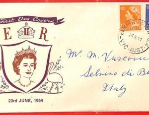 aa3722  - AUSTRALIA - POSTAL HISTORY - FDC Cover to ITALY  1954  Royalty
