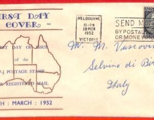 aa3723  - AUSTRALIA - POSTAL HISTORY - FDC Cover to ITALY  1952  Royalty