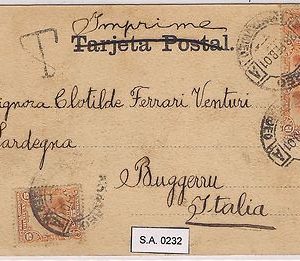 URUGUAY - POSTAL HISTORY  -  POSTCARD from MONTEVIDEO to ITALY - 1901