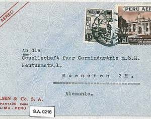 PERU - POSTAL HISTORY  -  AIRMAIL COVER to GERMANY