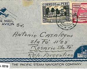 CHAVEZ - PERU - POSTAL HISTORY  -  AIRMAIL COVER to ARGENTINA 1938