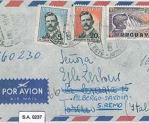 URUGUAY - POSTAL HISTORY  -  AIRMAIL COVER to ITALY - to TORINO - REPOSTED