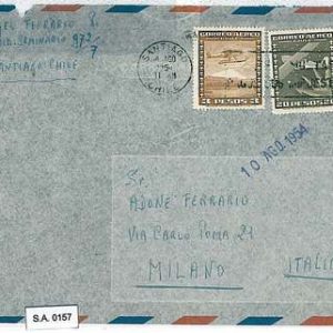 CHILE  - POSTAL HISTORY  -  AIRMAIL COVER to ITALY - 1954