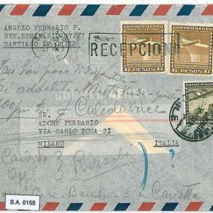 CHILE  - POSTAL HISTORY  -  AIRMAIL COVER to ITALY - 1953 - Nice!