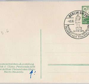 56504 - OLYMPIC GAMES - GERMANY -  POSTMARK on POSTAL STATIONERY CARD 1936