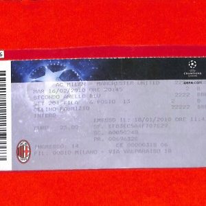 C1266 - Vecchio BIGLIETTO PARTITA CALCIO - 2010  MILAN VS M.UNITED