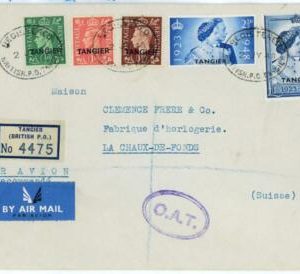 BK1811 - British TANGIER - Postal History - REGISTERED COVER to SWITZERLAND 1948