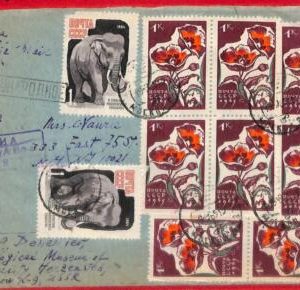 aa3163 - RUSSIA  - POSTAL HISTORY - REGISTERED COVER to the USA 1961 - ELEPHANTS
