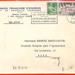 aa3140  -  Postal History -  French stamp on COVER  from ALGERIA 1961 Palm Trees
