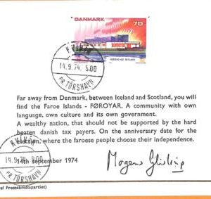 99126 - DENMARK - POSTAL HISTORY - FAROE Islands INDIPENDENCE English text 1974